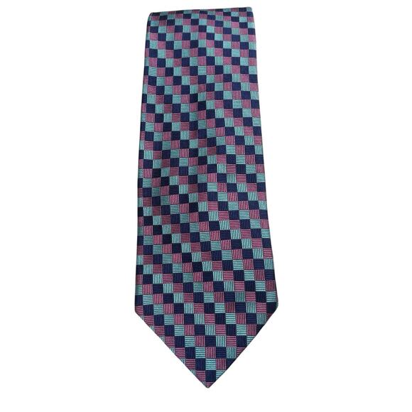 Vintage Brooks Brothers Men’s Y2K 90’s Checkerboard Silk Tie Finance Bros Preppy - Picture 2 of 5